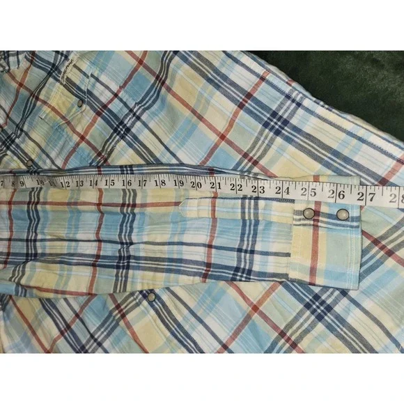 Lucky Brand Western Button Up Shirt Men's XL Pearl Snaps Long Sleeve Plaid - Picture 8 of 8